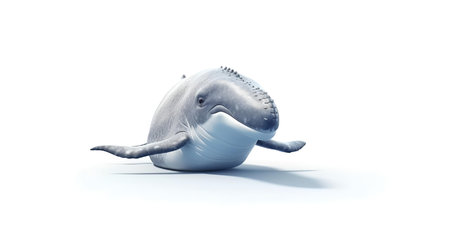 Photo of a whale on white backgroundの素材