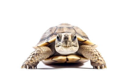 Photo of a tortoise on white backgroundの素材