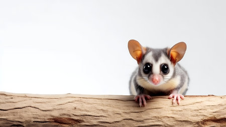 Photo of a sugar glider on white backgroundの素材