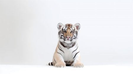Photo of a tiger on white backgroundの素材