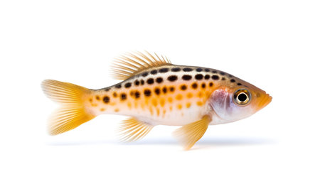 Photo of a zebra danio fish on white backgroundの素材