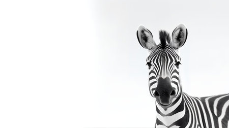 Photo of a zebra on white backgroundの素材