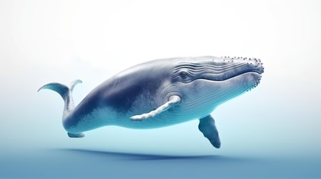 Photo of a whale on white backgroundの素材