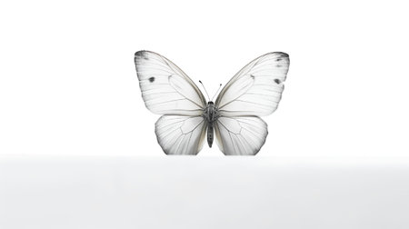 Photo of a Black veined White Butterfly on white backgroundの素材