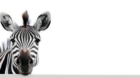 Photo of a zebra on white backgroundの素材