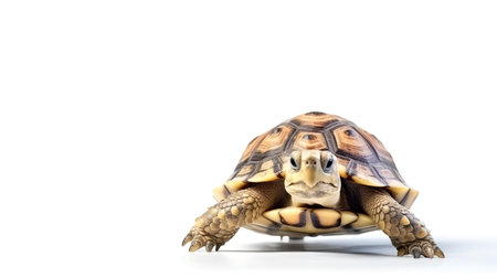 Photo of a tortoise on white backgroundの素材