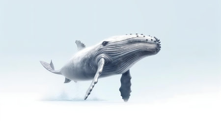 Photo of a whale on white backgroundの素材