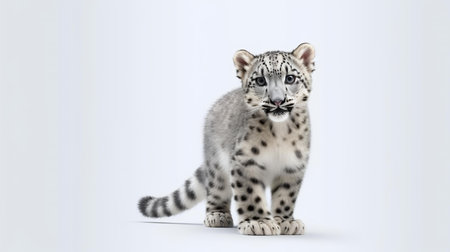 Photo of a snow leopard on white backgroundの素材