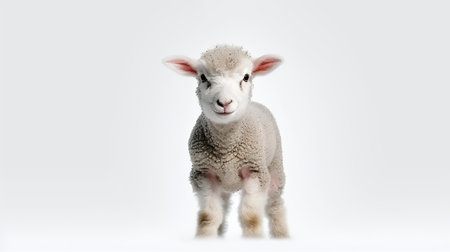 Photo of a sheep on white backgroundの素材