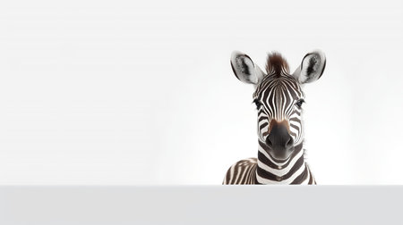Photo of a zebra on white backgroundの素材