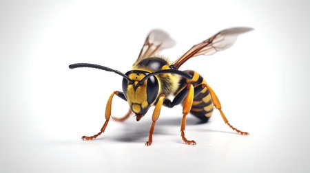 Photo of a wasp on white backgroundの素材