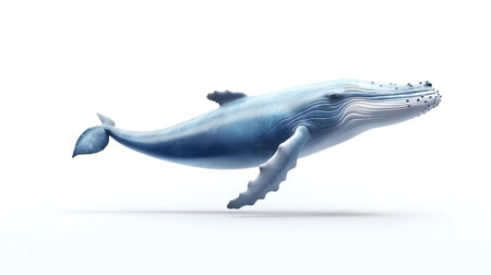 Photo of a whale on white backgroundの素材
