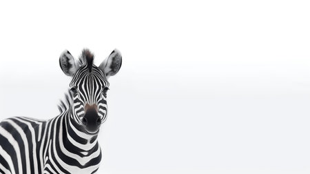 Photo of a zebra on white backgroundの素材
