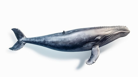 Photo of a whale on white backgroundの素材