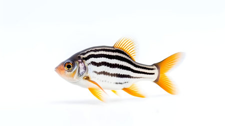 Photo of a zebra danio fish on white backgroundの素材