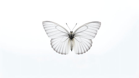 Photo of a Black veined White Butterfly on white backgroundの素材