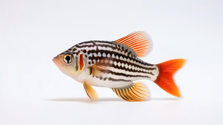 Photo of a zebra danio fish on white backgroundの素材