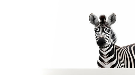 Photo of a zebra on white backgroundの素材