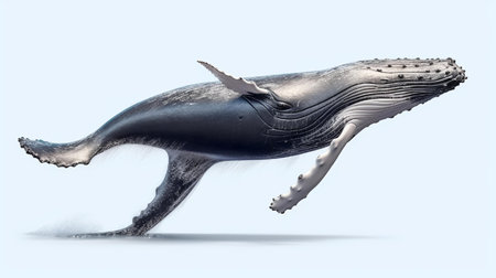 Photo of a whale on white backgroundの素材