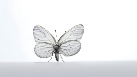 Photo of a Black veined White Butterfly on white backgroundの素材