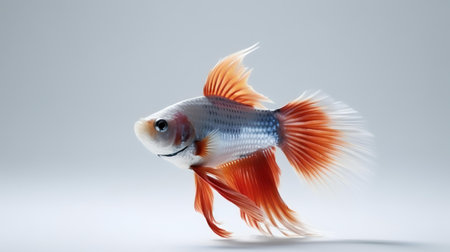Photo of a Betta Fish on white backgroundの素材