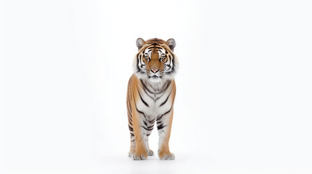 Photo of a tiger on white backgroundの素材