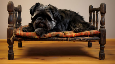 Portrait of Affenpinscher lying on chairの素材