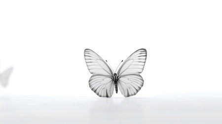 Photo of a Black veined White Butterfly on white backgroundの素材