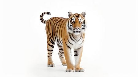 Photo of a tiger on white backgroundの素材