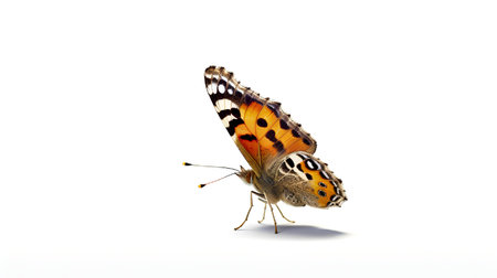 Photo of a painted lady butterly on white backgroundの素材