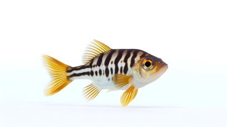 Photo of a zebra danio fish on white backgroundの素材
