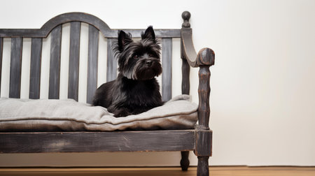 Portrait of Affenpinscher lying on chairの素材