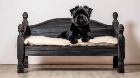 Portrait of Affenpinscher lying on chairの素材