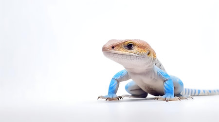 Photo of a Blue Tongue Skink on white backgroundの素材