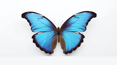 Photo of a Blue Morpho Butterfly on white backgroundの素材
