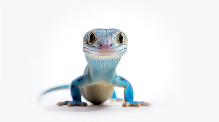 Photo of a Blue Tongue Skink on white backgroundの素材