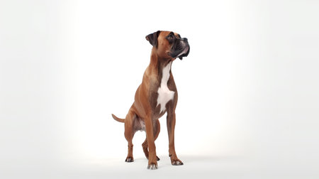 Photo of a Boxer dog on white backgroundの素材
