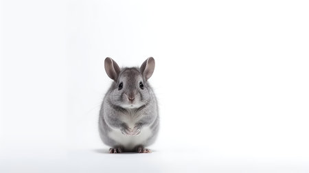 Photo of a chinchilla on white backgroundの素材