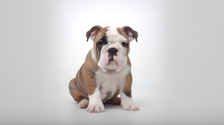 Photo of a Bulldog on white backgroundの素材