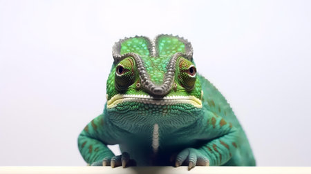 Photo of a chameleon on white backgroundの素材