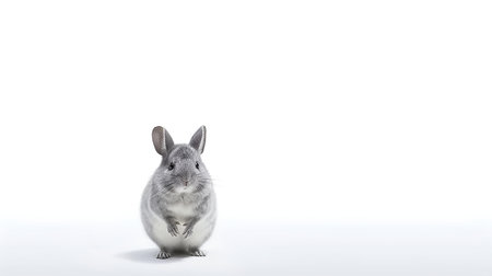 Photo of a chinchilla on white backgroundの素材