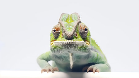 Photo of a chameleon on white backgroundの素材