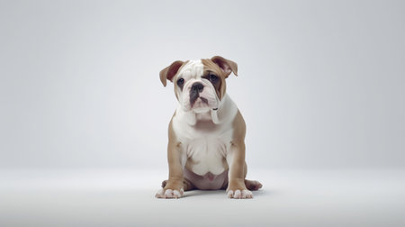 Photo of a Bulldog on white backgroundの素材