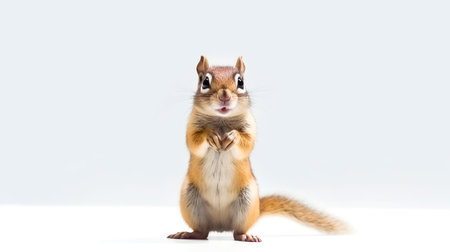 Photo of a chipmunk on white backgroundの素材