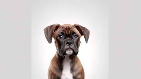 Photo of a Boxer dog on white backgroundの素材