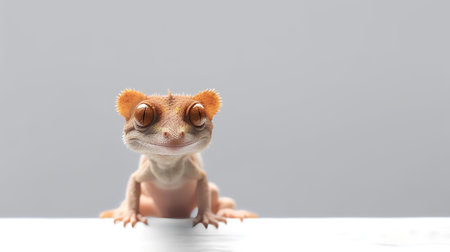 Photo of a crested gecko on white backgroundの素材