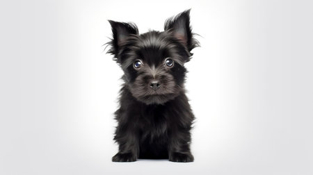 Photo of a Affenpinscher dog on white backgroundの素材