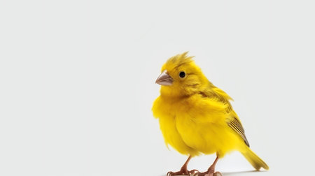 Photo of a canary bird on white backgroundの素材