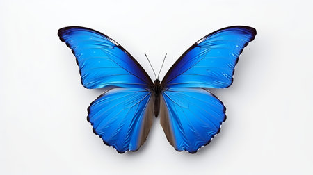Photo of a Blue Morpho Butterfly on white backgroundの素材