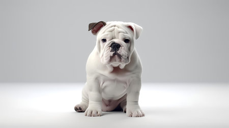 Photo of a Bulldog on white backgroundの素材